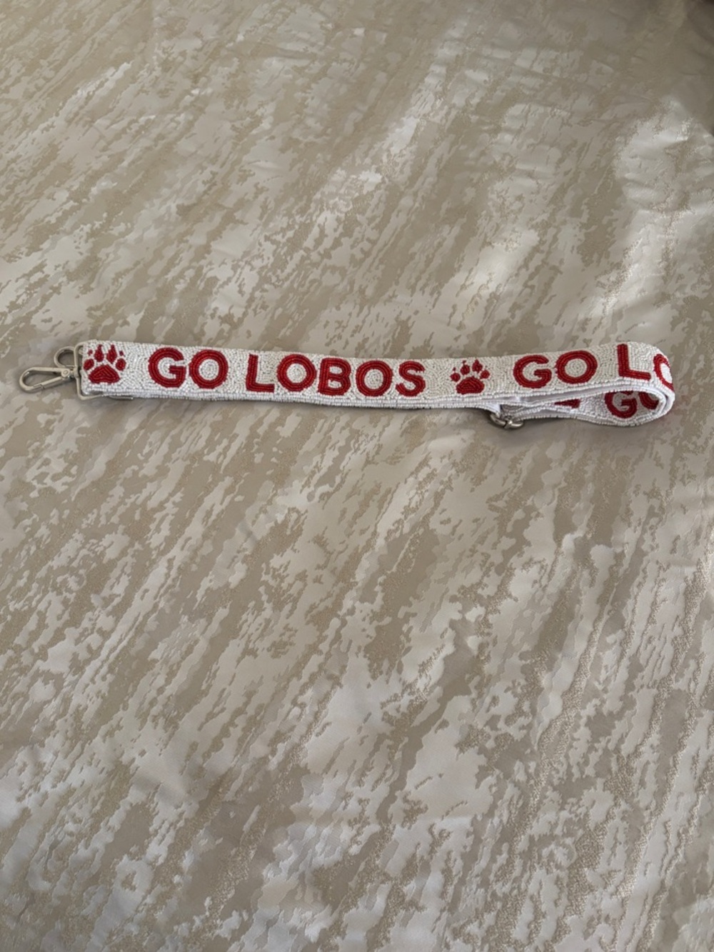 Go Lobos Red & White Bead Crossbody Strap